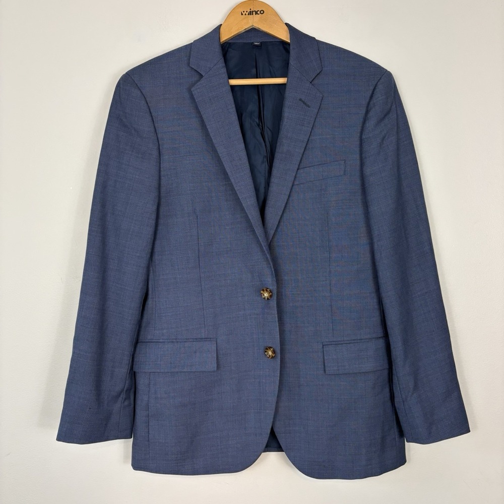 J Crew Blazer Mens 38S Blue Thompson 100% Wool Two Button Sport Coat Jacket
